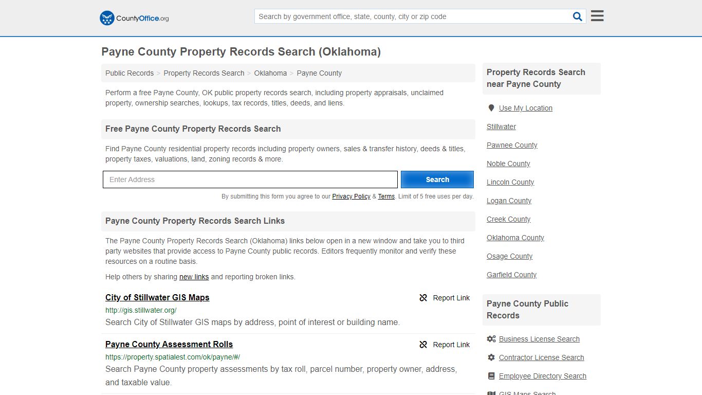 Property Records Search - Payne County, OK (Assessments ...